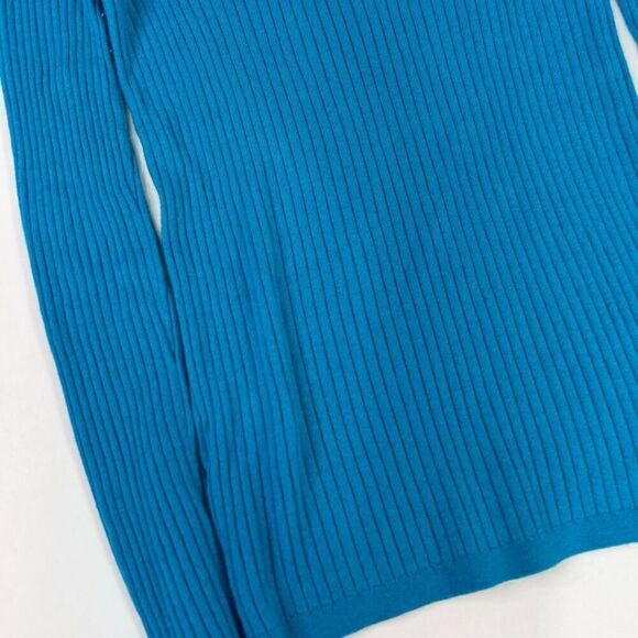 Vince Top Womens Small Blue Bay Ribbed Stretchy Fitted Cashmere Blend Sweater - Picture 6 of 9